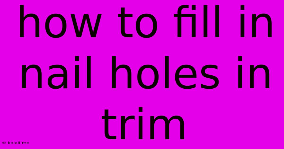 How To Fill In Nail Holes In Trim