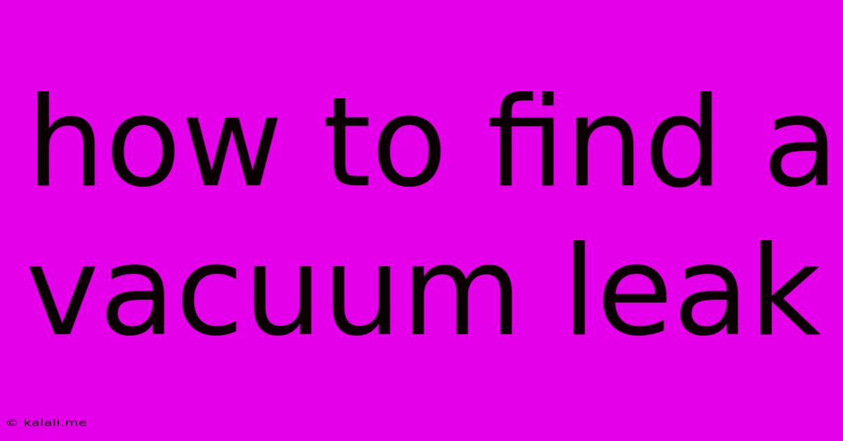 How To Find A Vacuum Leak