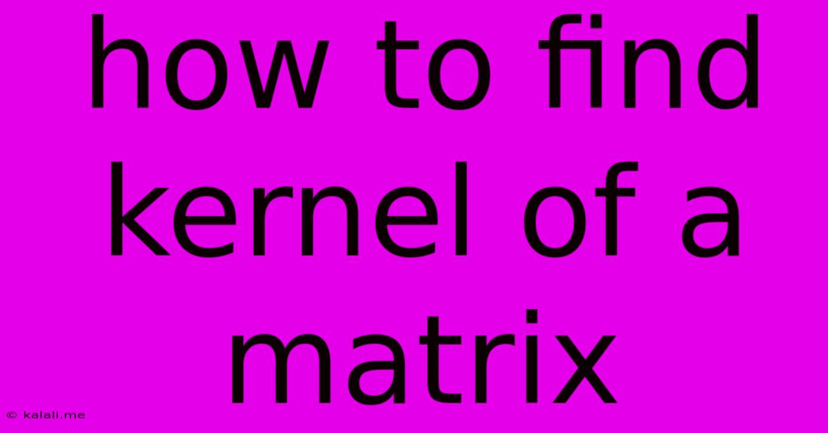 How To Find Kernel Of A Matrix