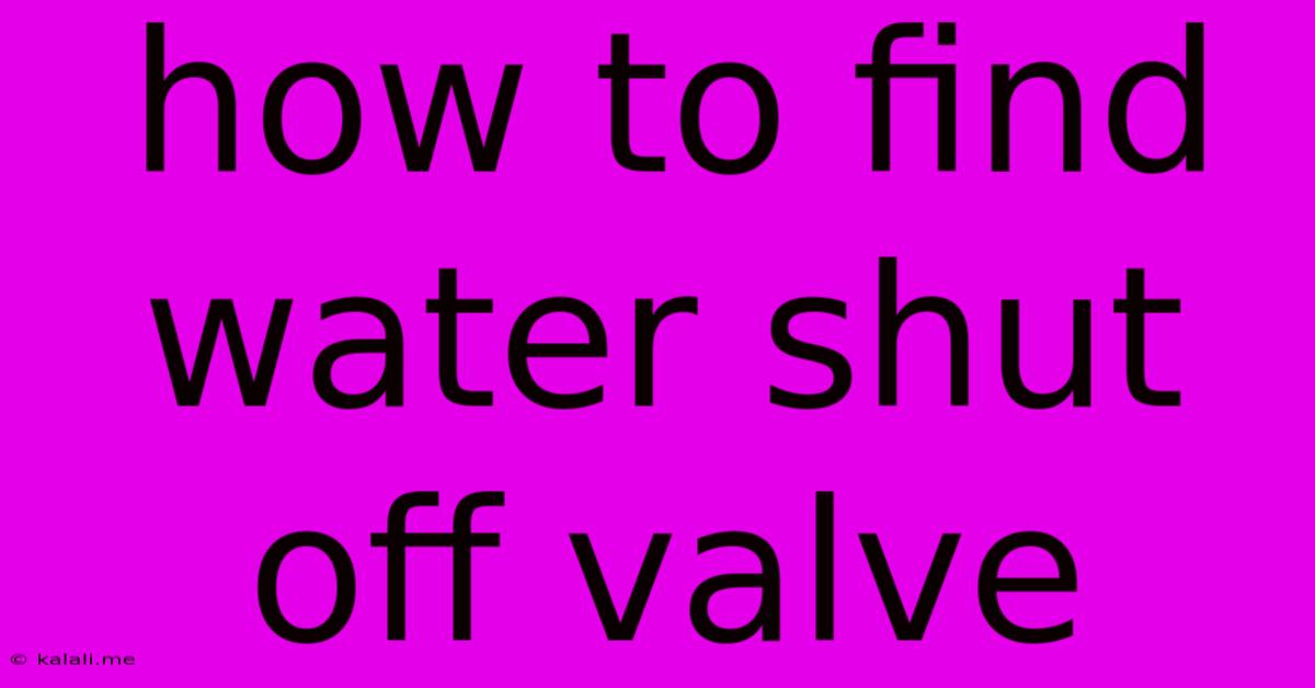How To Find Water Shut Off Valve