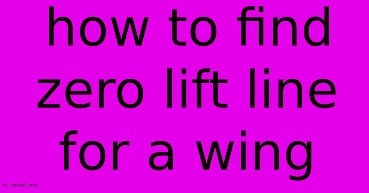 How To Find Zero Lift Line For A Wing