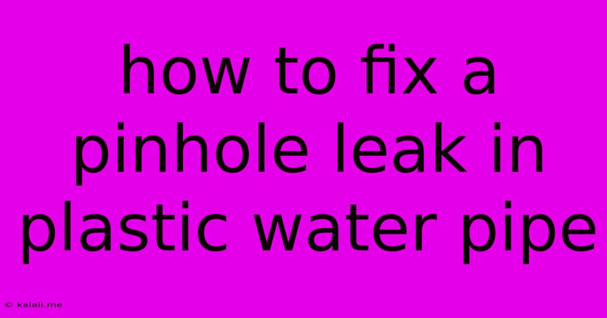 How To Fix A Pinhole Leak In Plastic Water Pipe