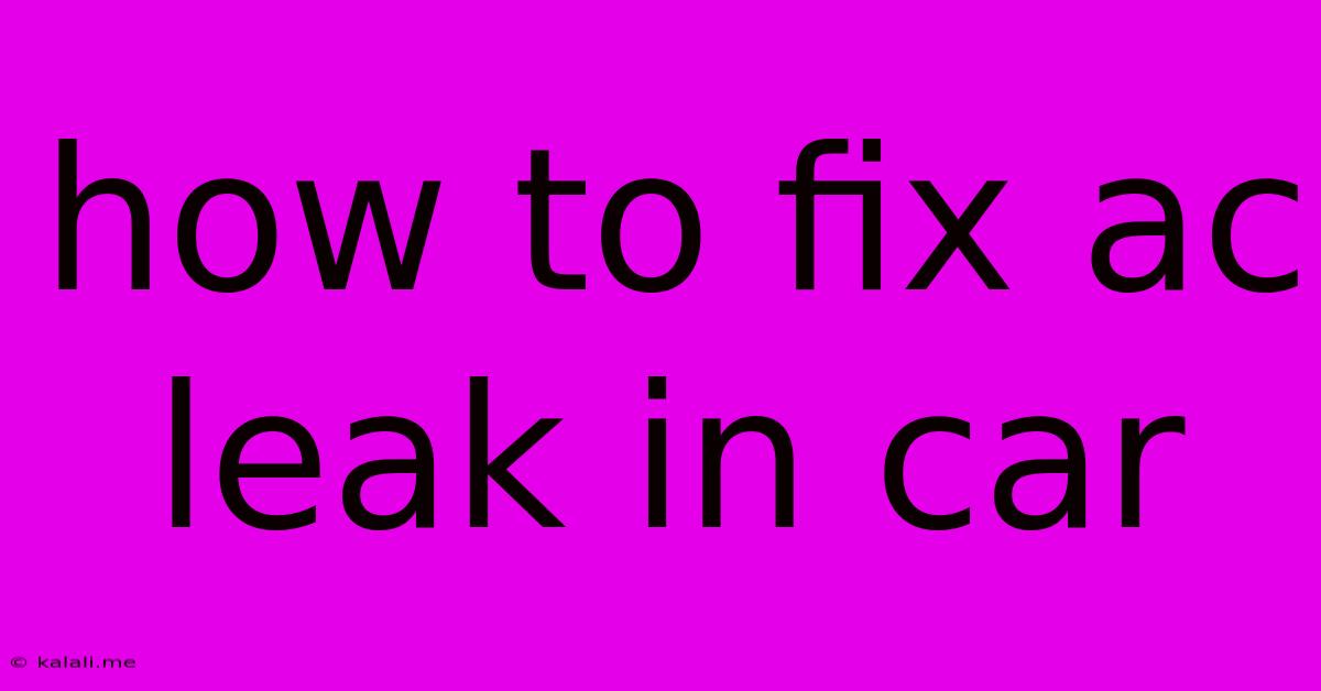 How To Fix Ac Leak In Car