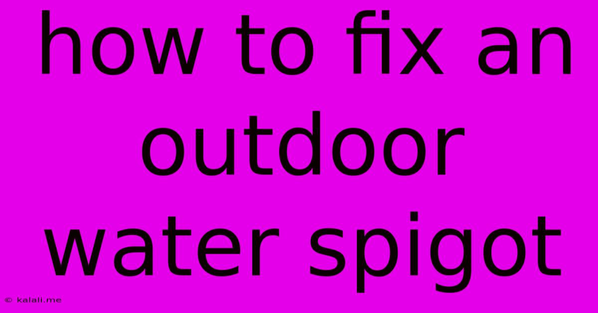 How To Fix An Outdoor Water Spigot