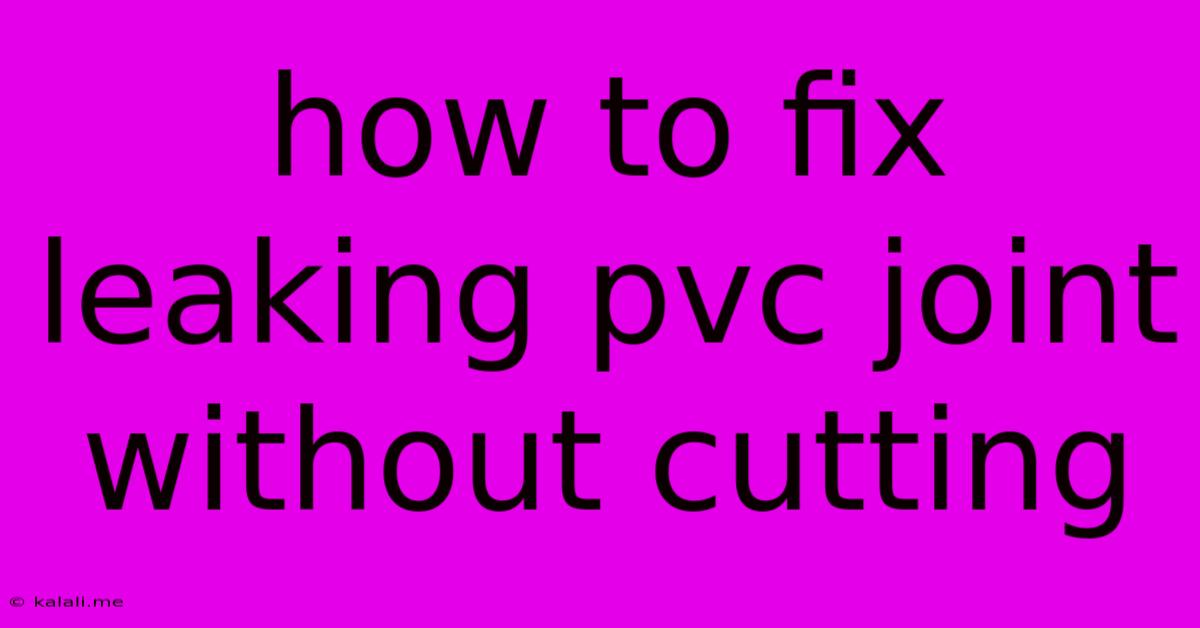 How To Fix Leaking Pvc Joint Without Cutting