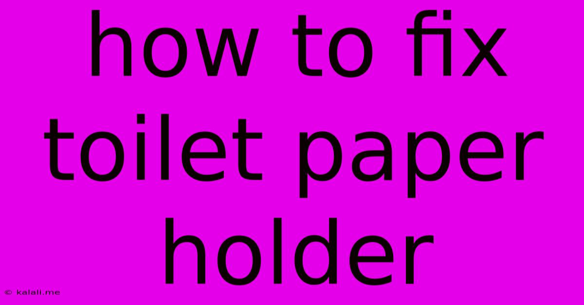 How To Fix Toilet Paper Holder