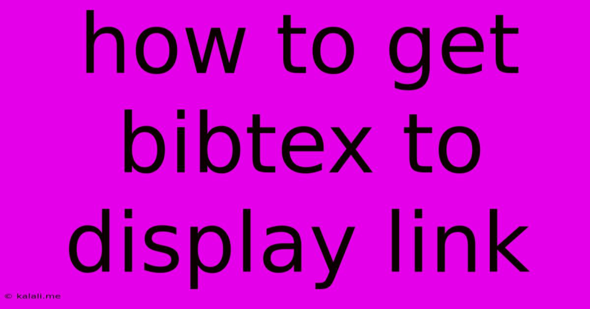 How To Get Bibtex To Display Link