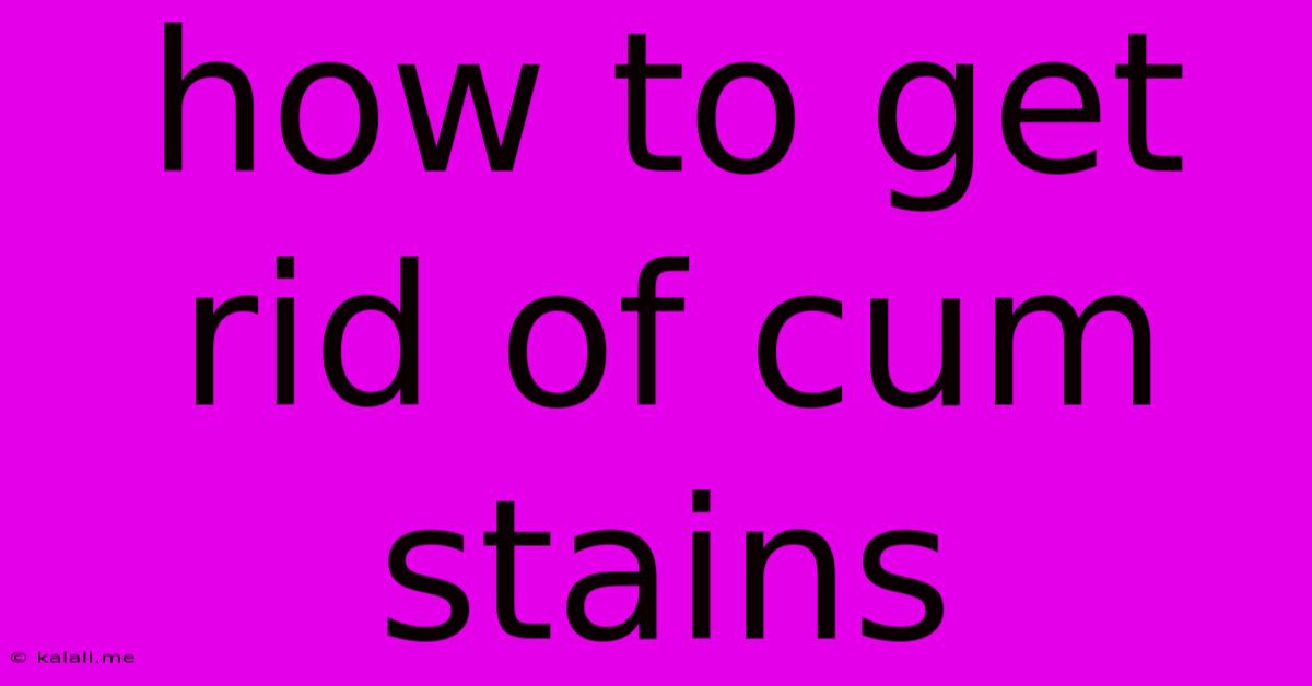 How To Get Rid Of Cum Stains