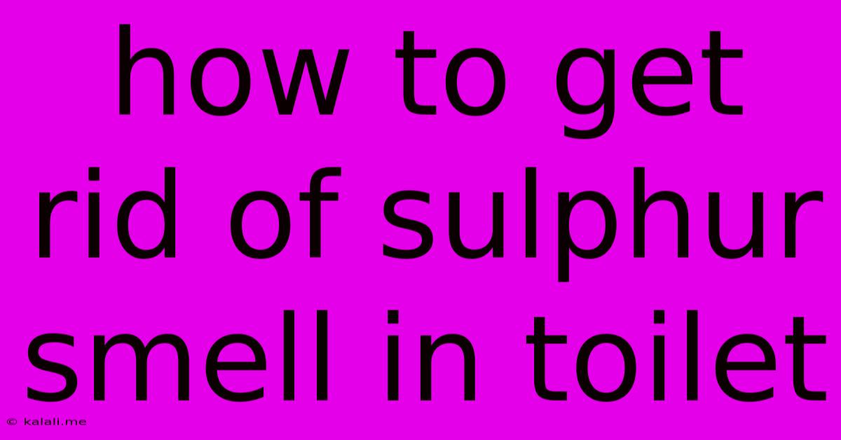 How To Get Rid Of Sulphur Smell In Toilet