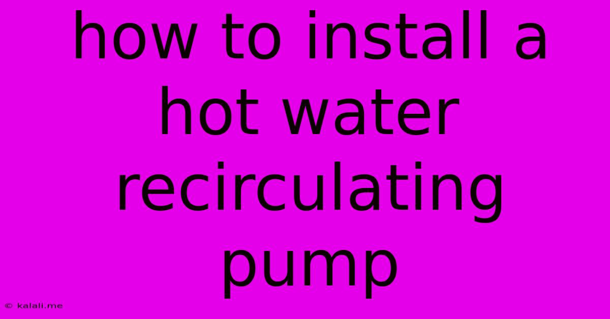 How To Install A Hot Water Recirculating Pump