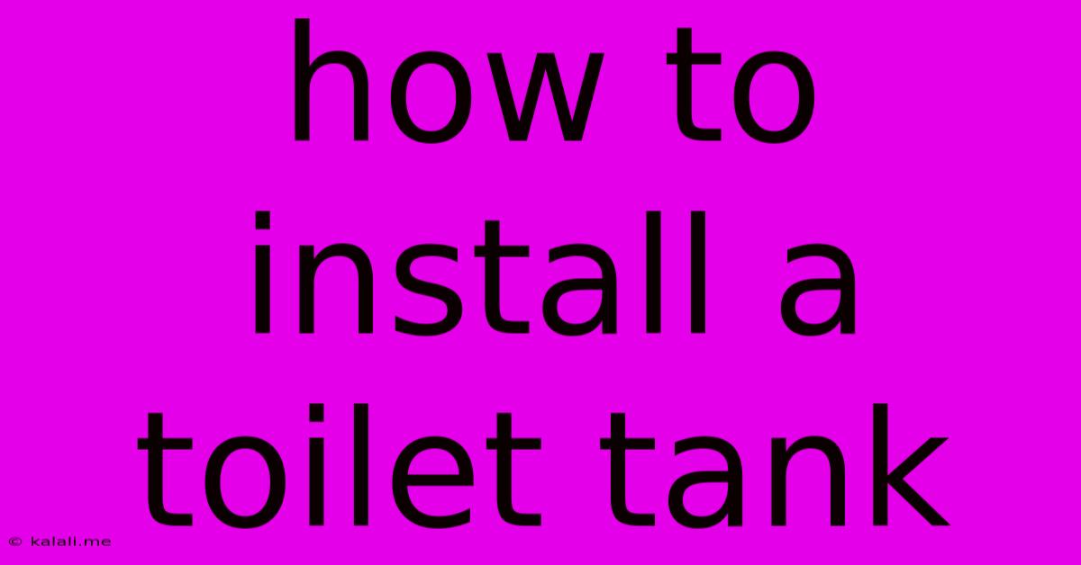 How To Install A Toilet Tank
