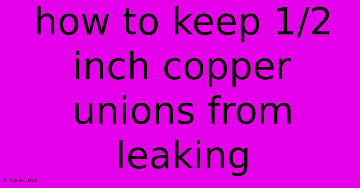 How To Keep 1/2 Inch Copper Unions From Leaking