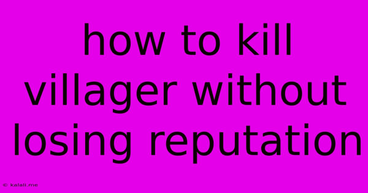 How To Kill Villager Without Losing Reputation