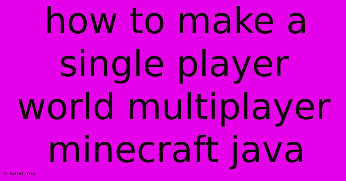 How To Make A Single Player World Multiplayer Minecraft Java