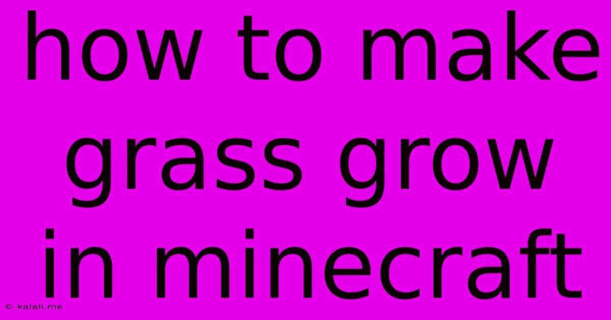How To Make Grass Grow In Minecraft