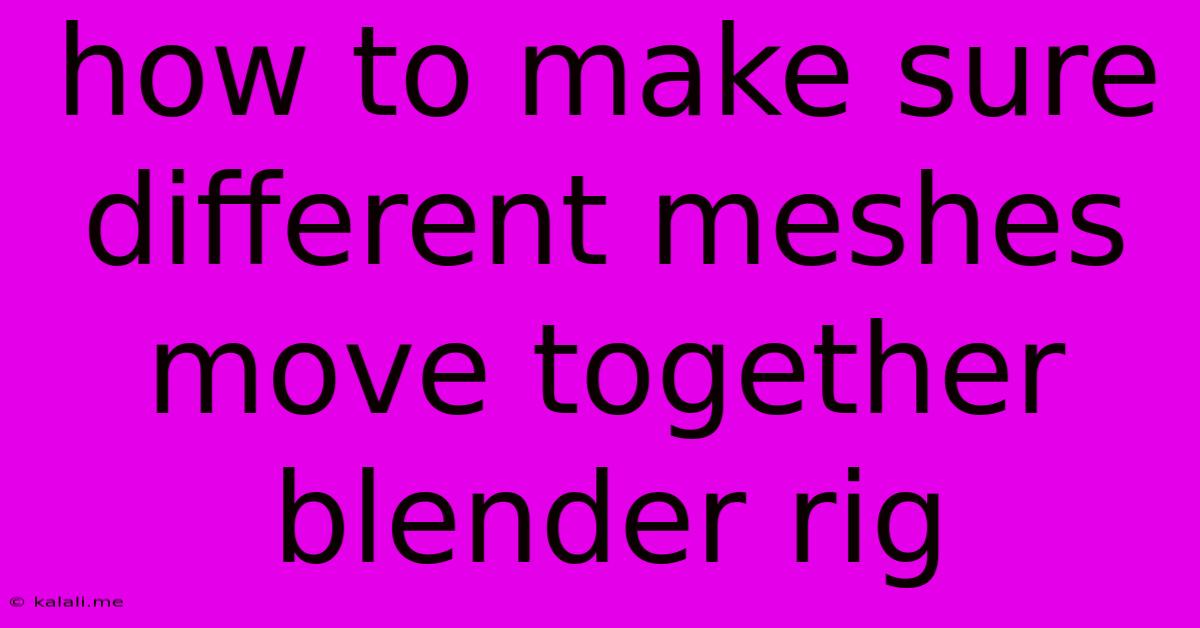 How To Make Sure Different Meshes Move Together Blender Rig