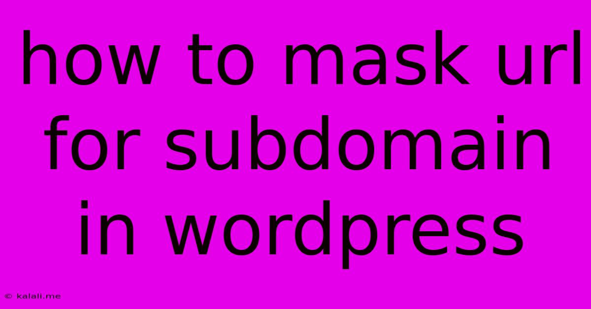 How To Mask Url For Subdomain In Wordpress