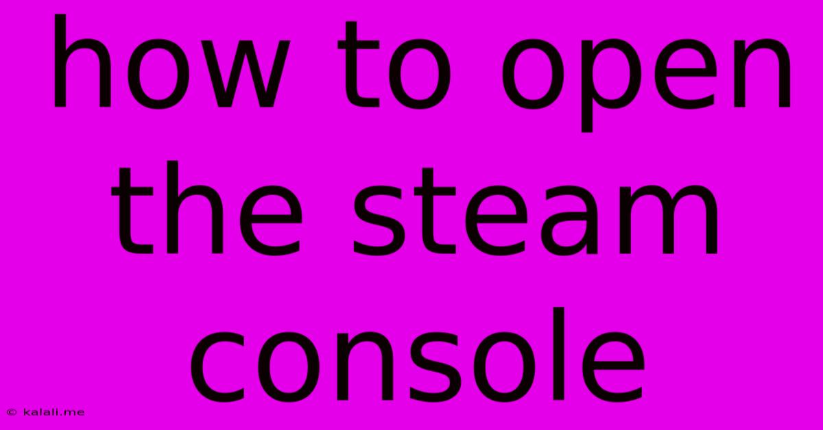 How To Open The Steam Console