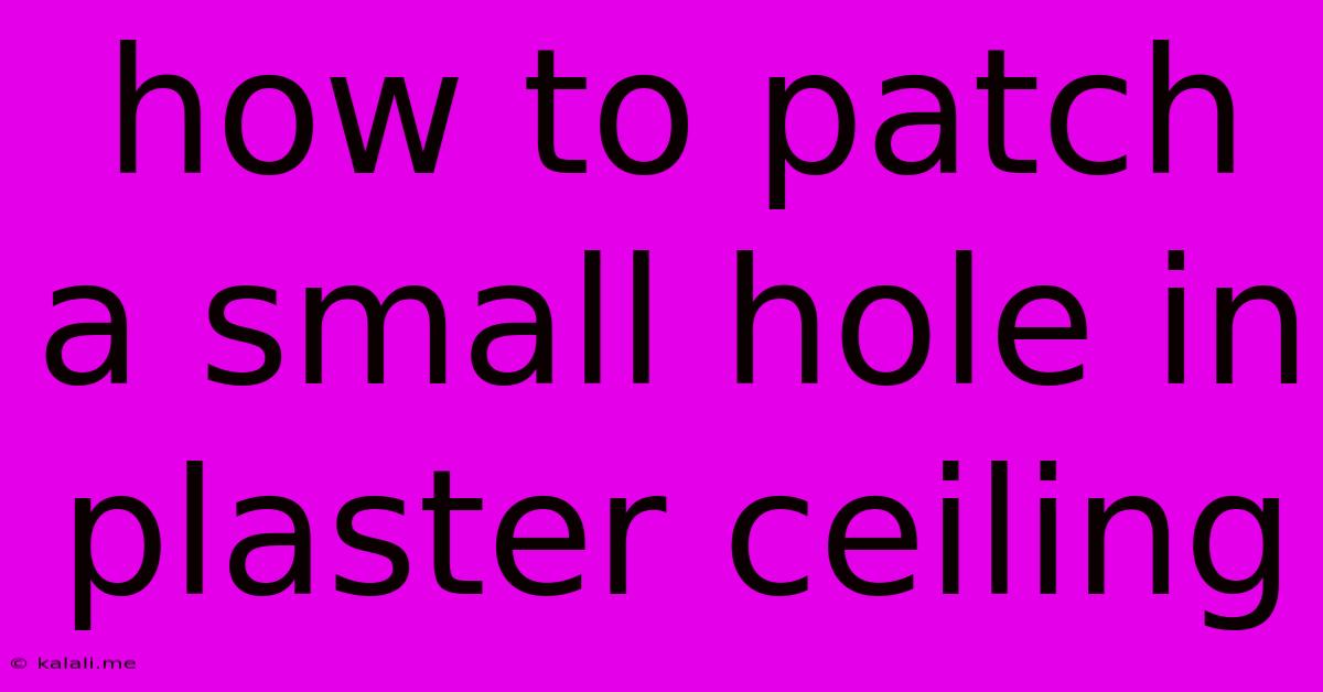 How To Patch A Small Hole In Plaster Ceiling