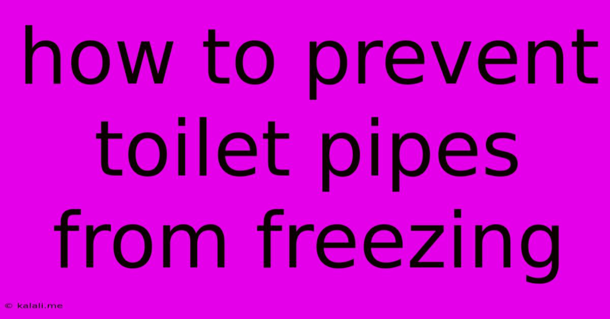 How To Prevent Toilet Pipes From Freezing