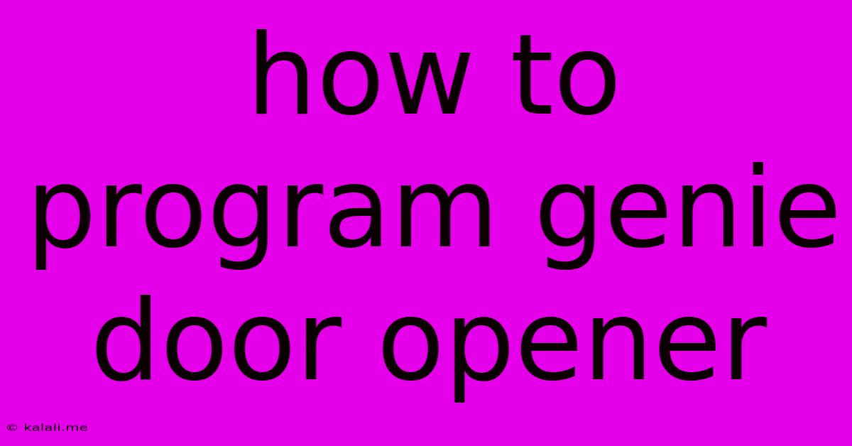 How To Program Genie Door Opener