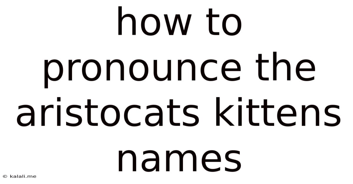 How To Pronounce The Aristocats Kittens Names