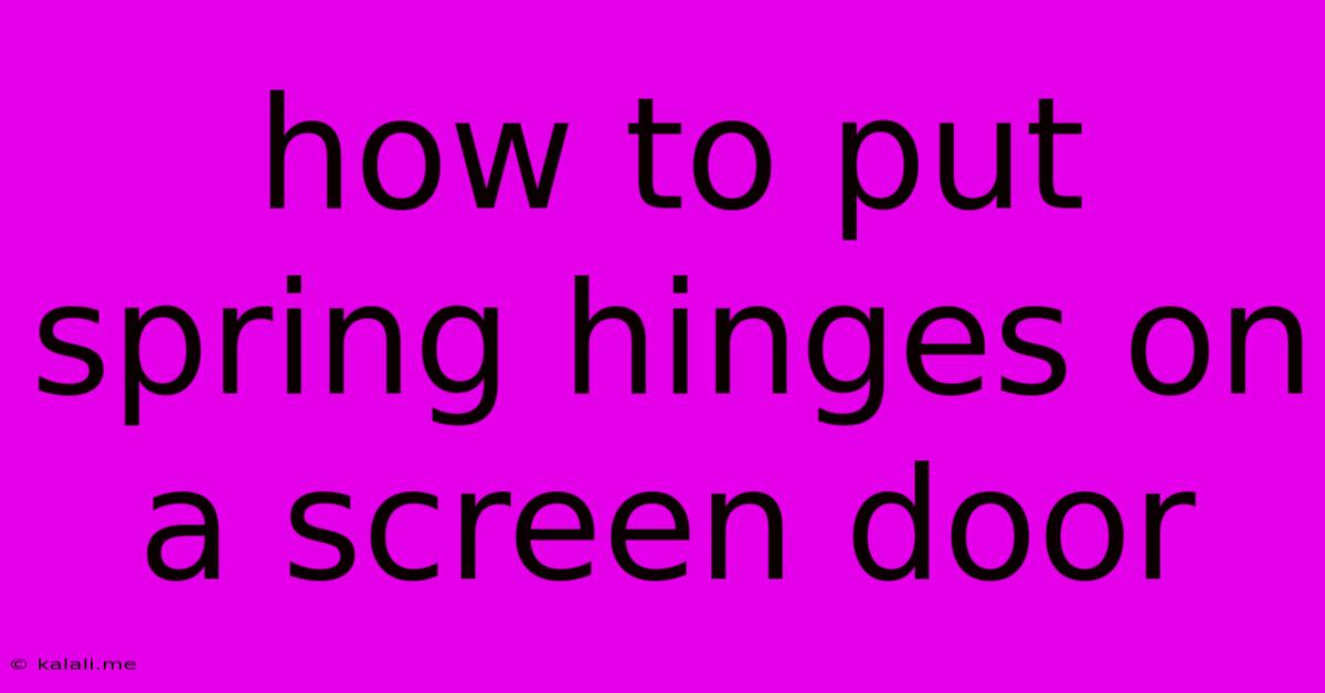 How To Put Spring Hinges On A Screen Door