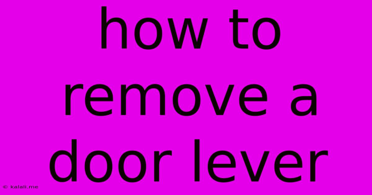 How To Remove A Door Lever