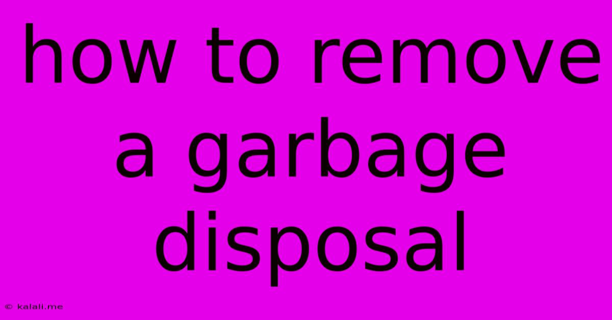 How To Remove A Garbage Disposal