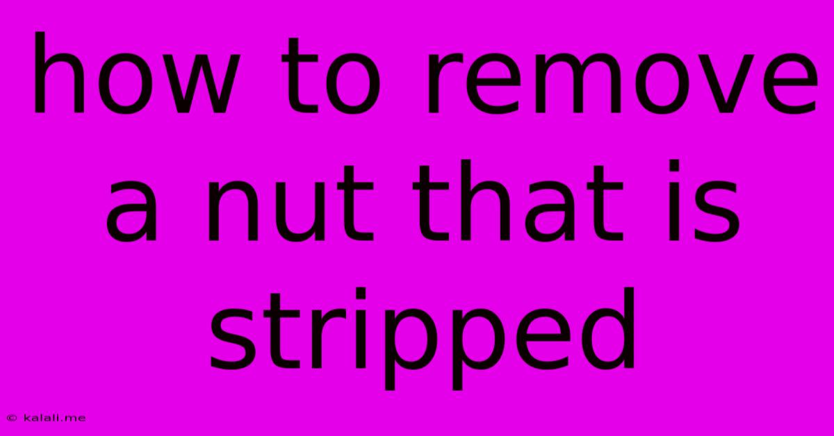 How To Remove A Nut That Is Stripped