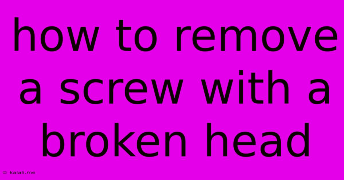 How To Remove A Screw With A Broken Head
