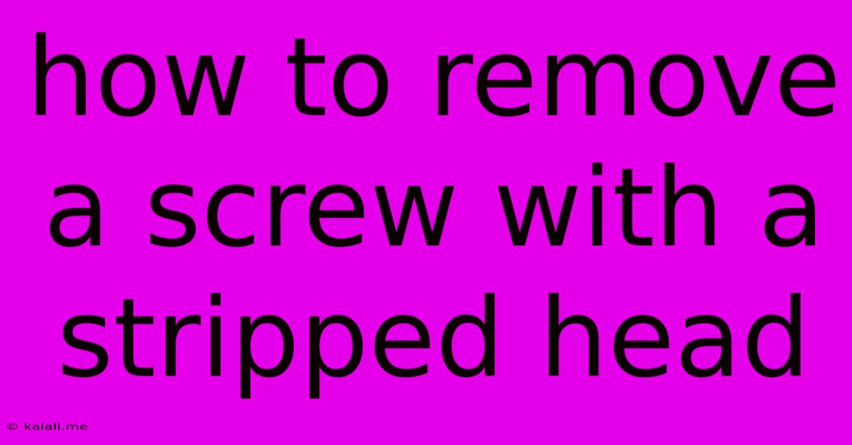 How To Remove A Screw With A Stripped Head