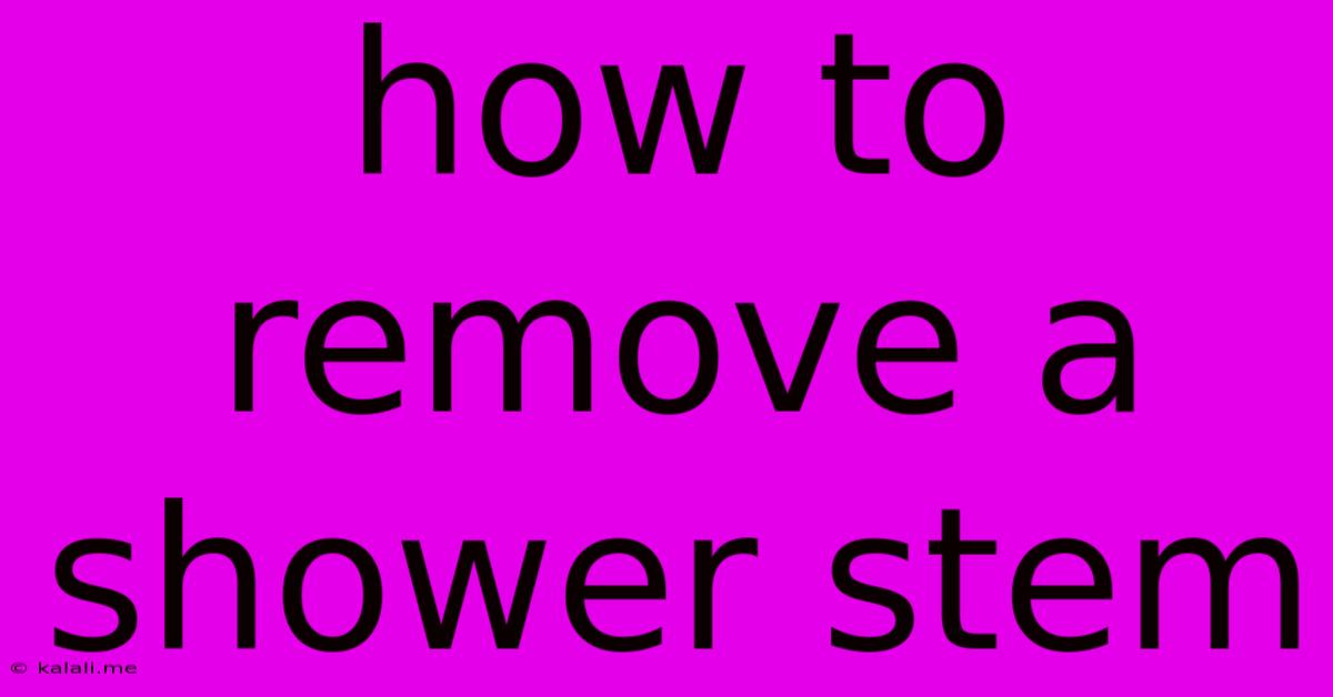 How To Remove A Shower Stem
