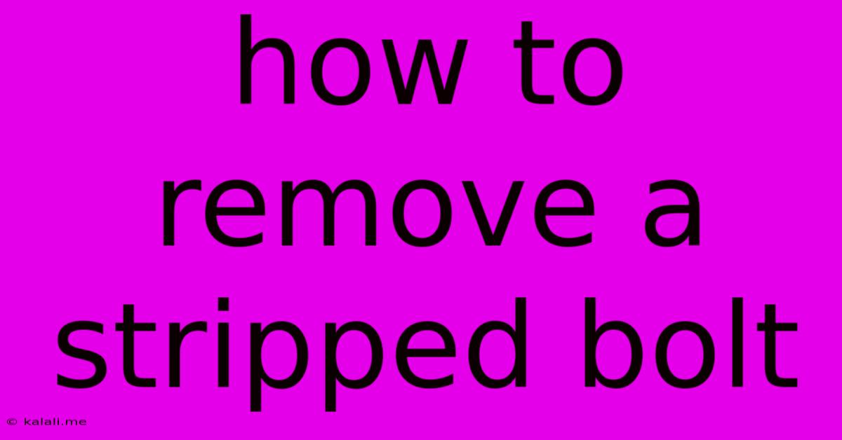 How To Remove A Stripped Bolt