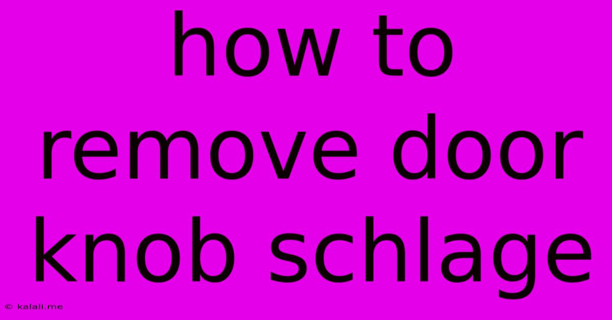 How To Remove Door Knob Schlage