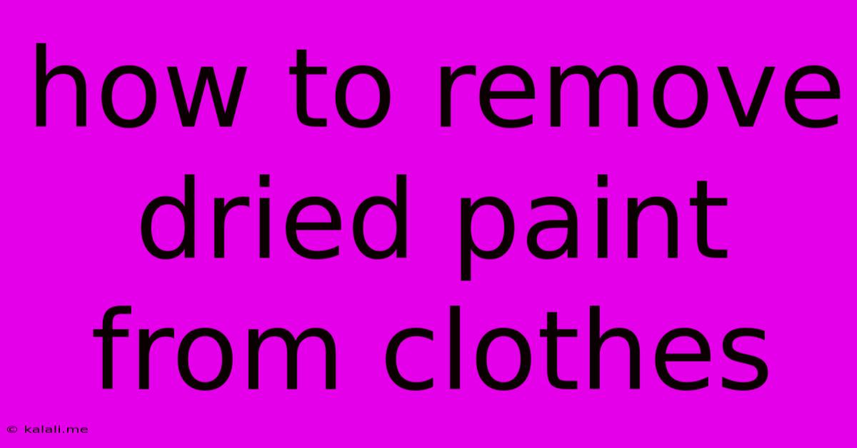 How To Remove Dried Paint From Clothes