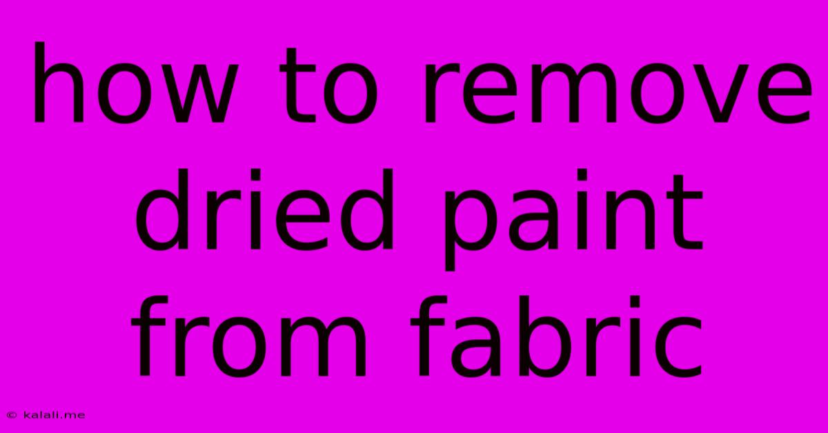 How To Remove Dried Paint From Fabric