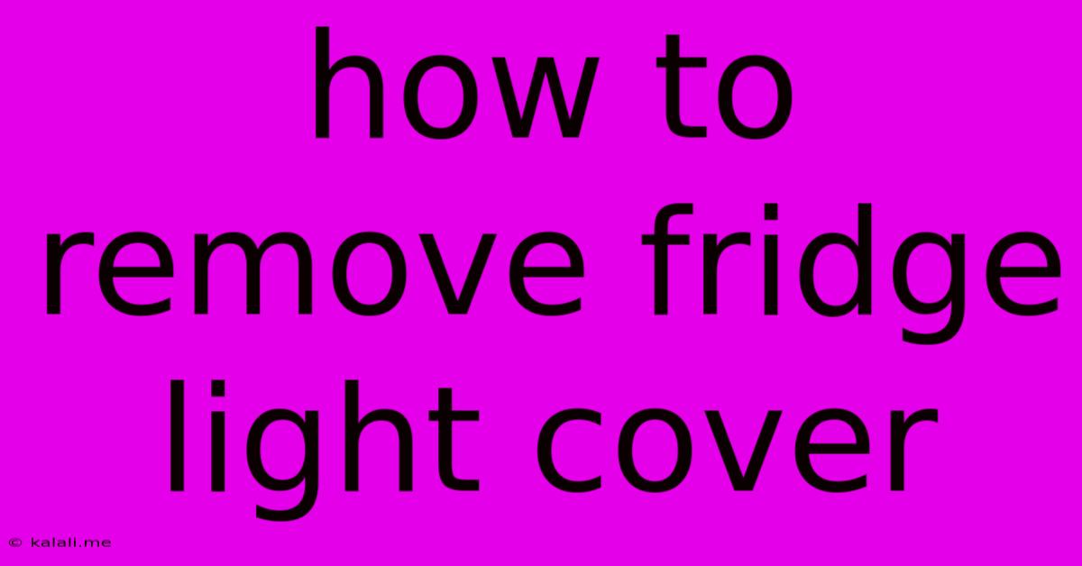 How To Remove Fridge Light Cover