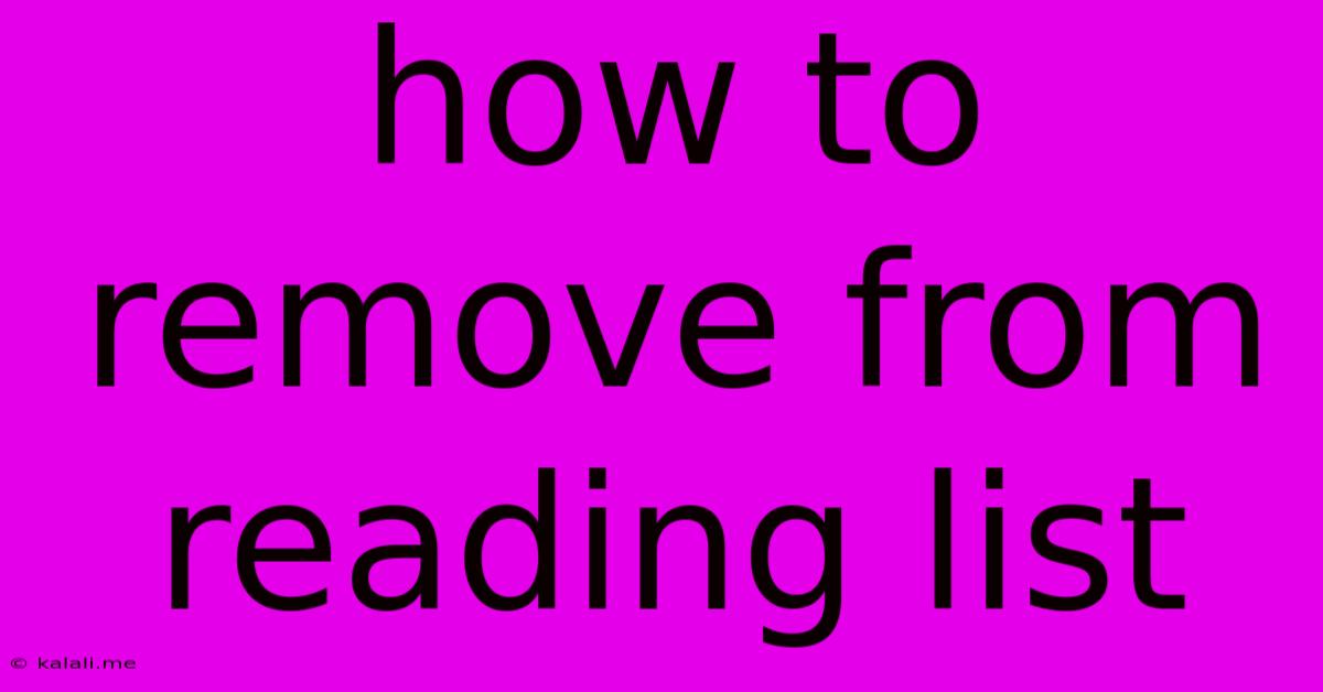 How To Remove From Reading List