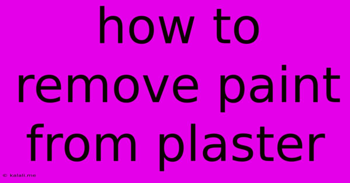 How To Remove Paint From Plaster