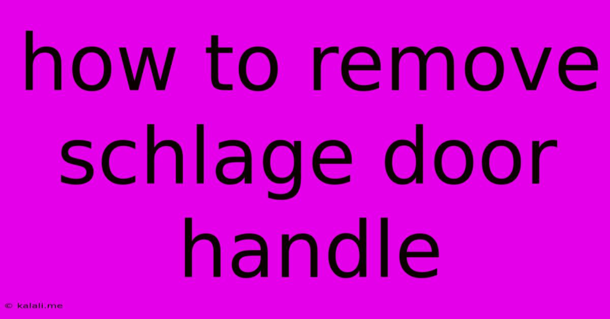 How To Remove Schlage Door Handle