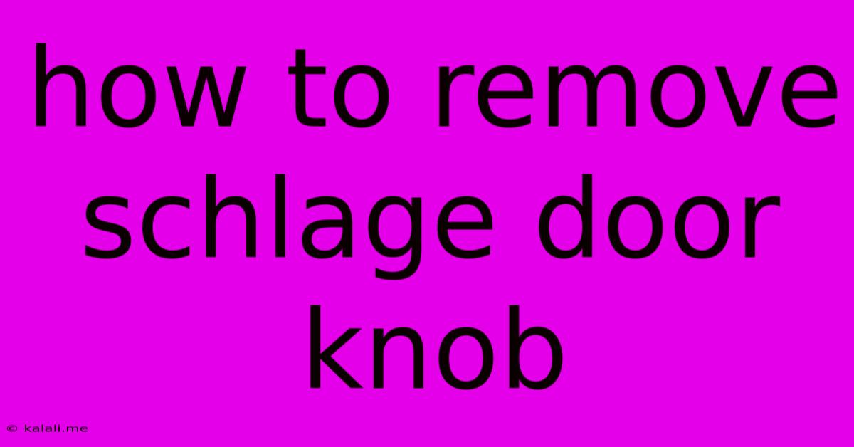 How To Remove Schlage Door Knob