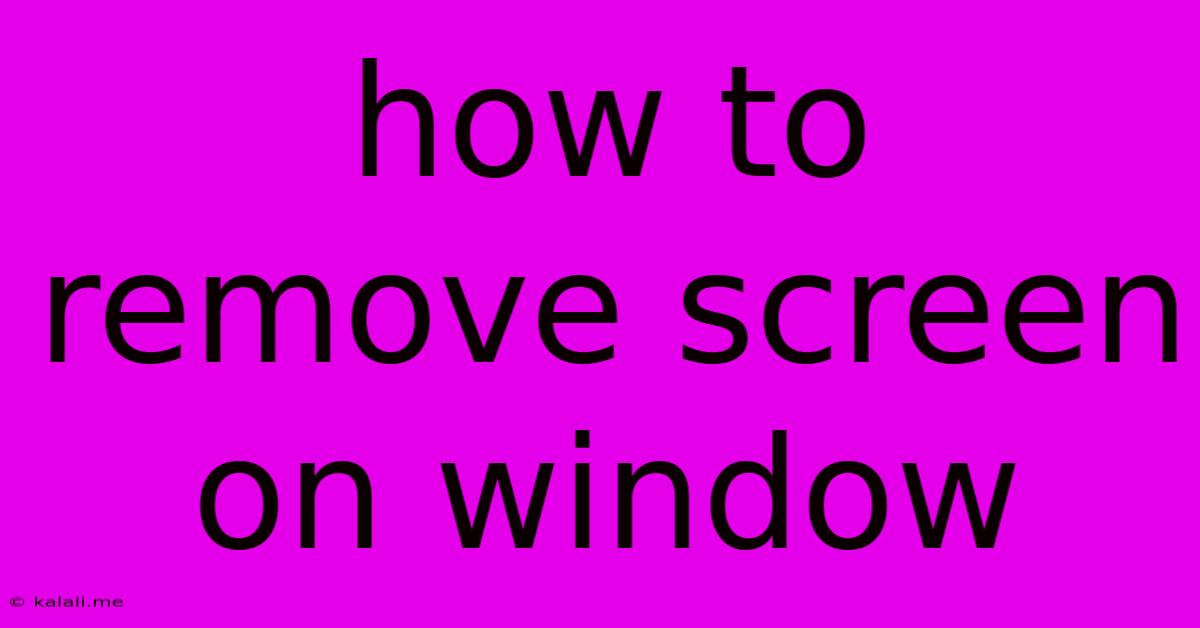 How To Remove Screen On Window