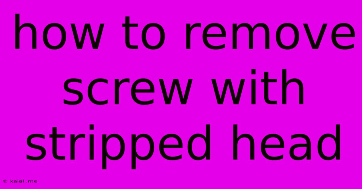 How To Remove Screw With Stripped Head