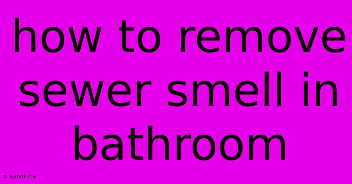 How To Remove Sewer Smell In Bathroom