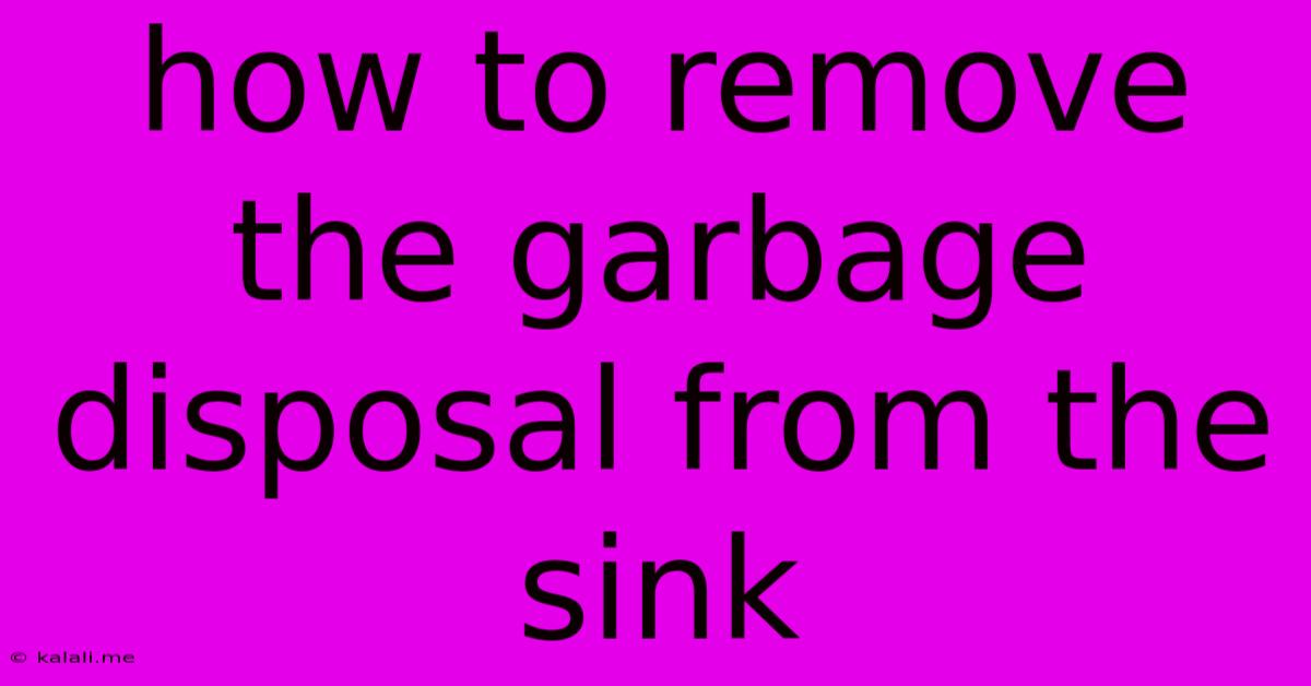 How To Remove The Garbage Disposal From The Sink
