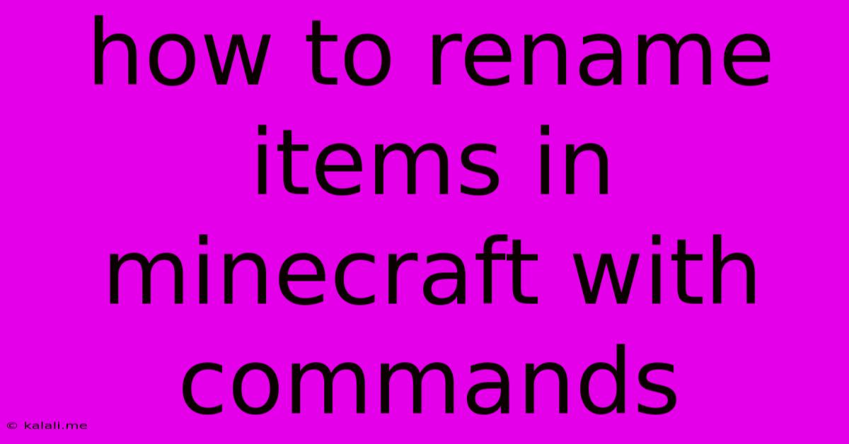 How To Rename Items In Minecraft With Commands