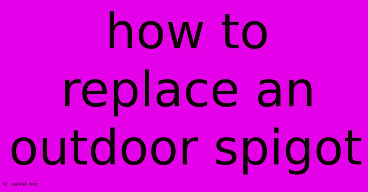 How To Replace An Outdoor Spigot