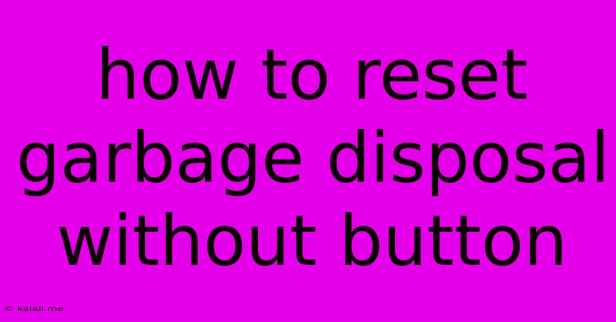 How To Reset Garbage Disposal Without Button