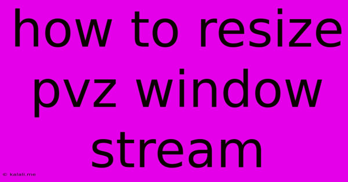 How To Resize Pvz Window Stream